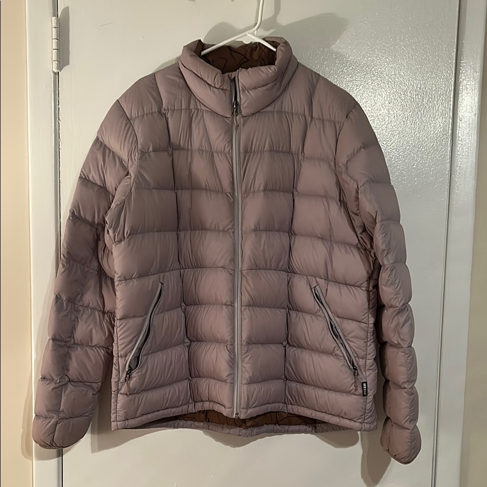 REI Light Purple and Brown Puffer Jacket